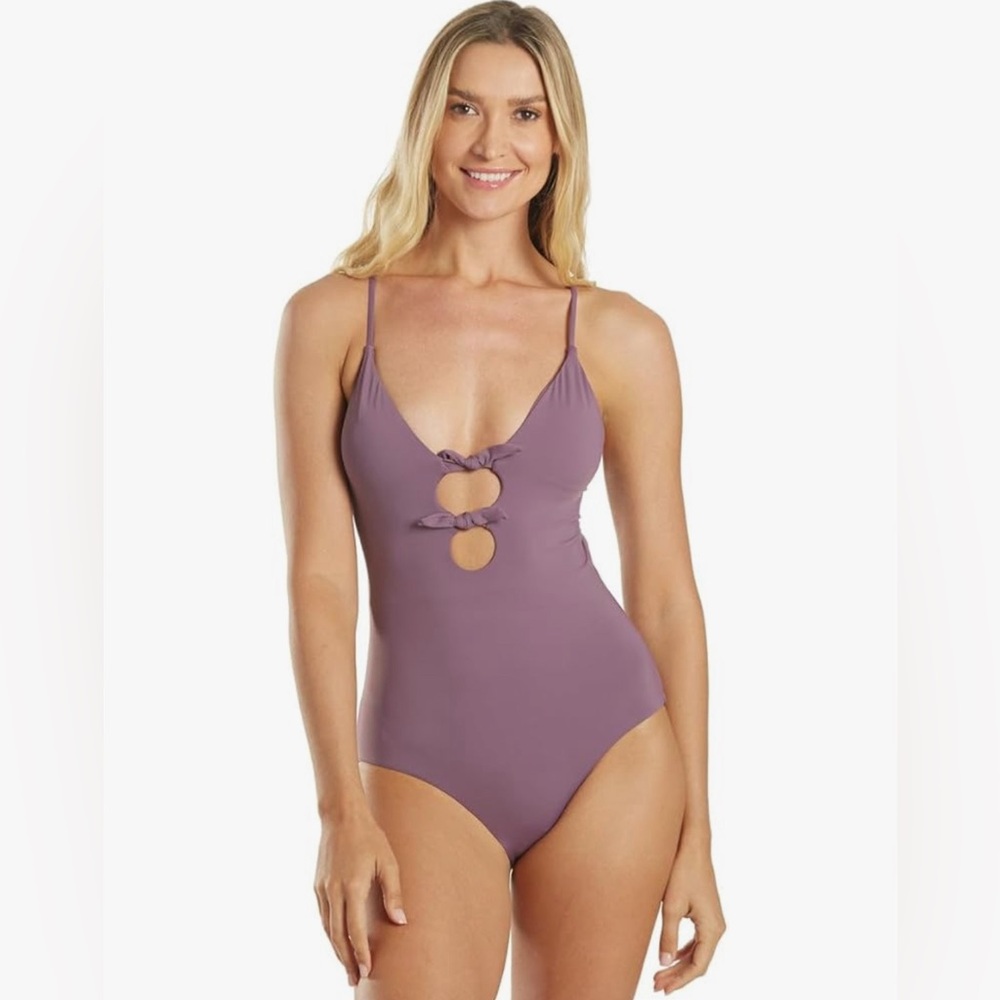 Quintsoul Front Bow One Piece Swimsuit - Purple